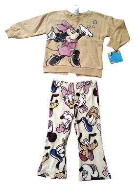 Disney Girls Lightweight Beige and Pink Minnie Mouse And Characters Outfit